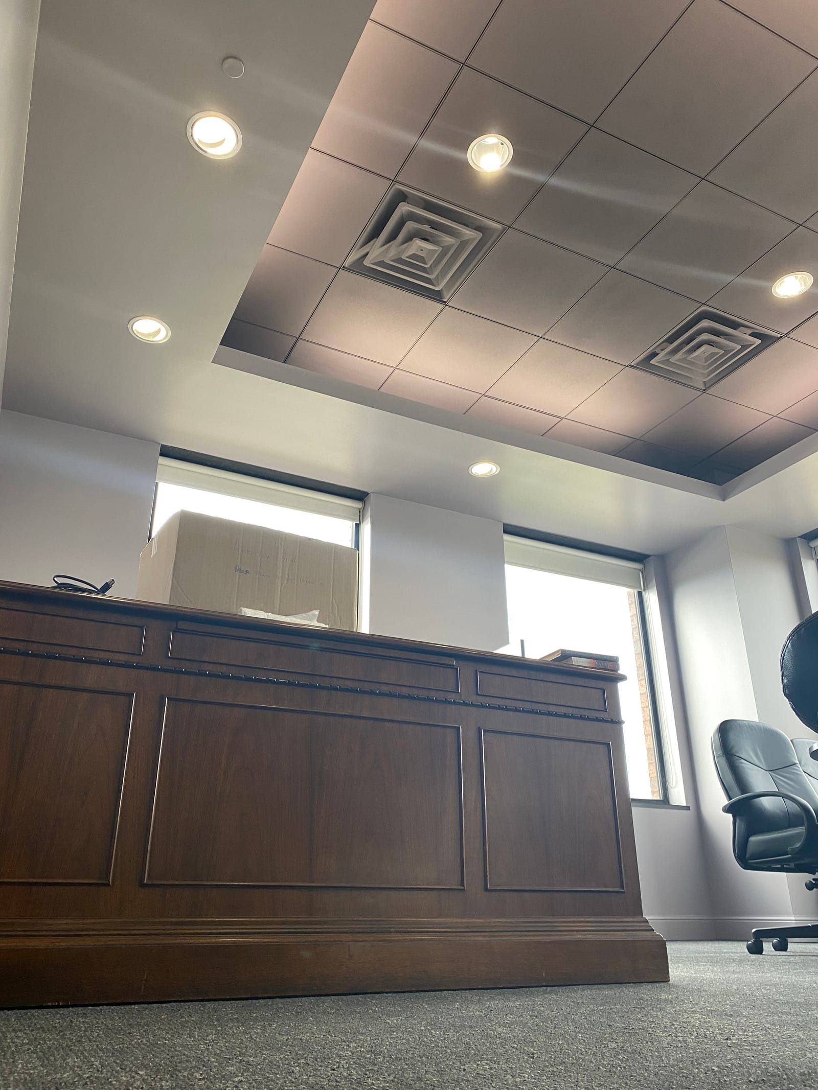 A multi-tenant office building's law-firm suite build-out, a tenant build-out painting project completed by Straight Line Painting