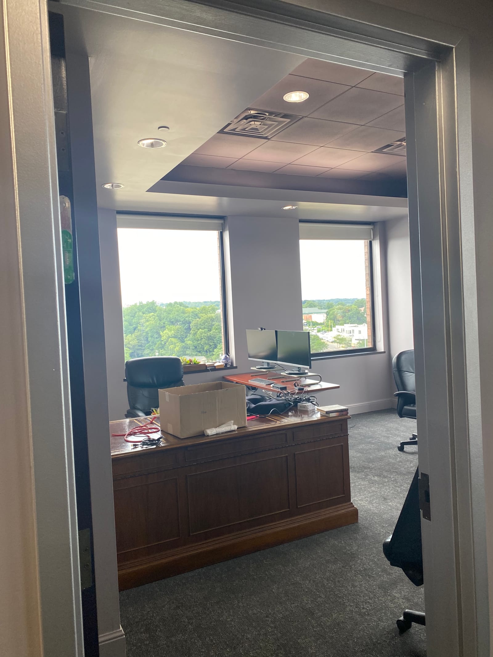 A multi-tenant office building's law-firm suite build-out, a tenant build-out painting project completed by Straight Line Painting